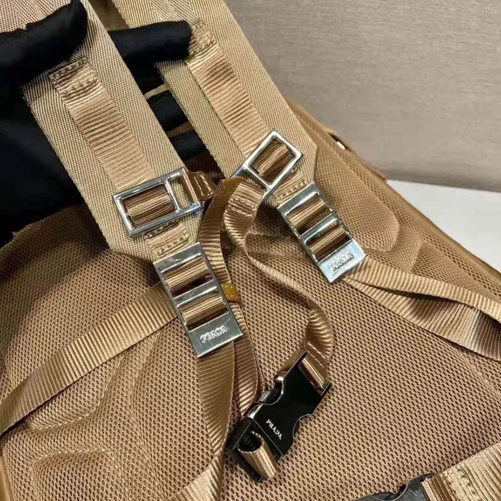 Prada Re-Nylon and Saffiano Leather Backpack for Women in Brown