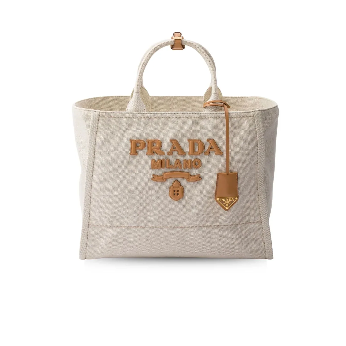Prada Large Linen Blend Tote Bag Light Beige / 1BG473_2DLI_F0018_V_OHO
