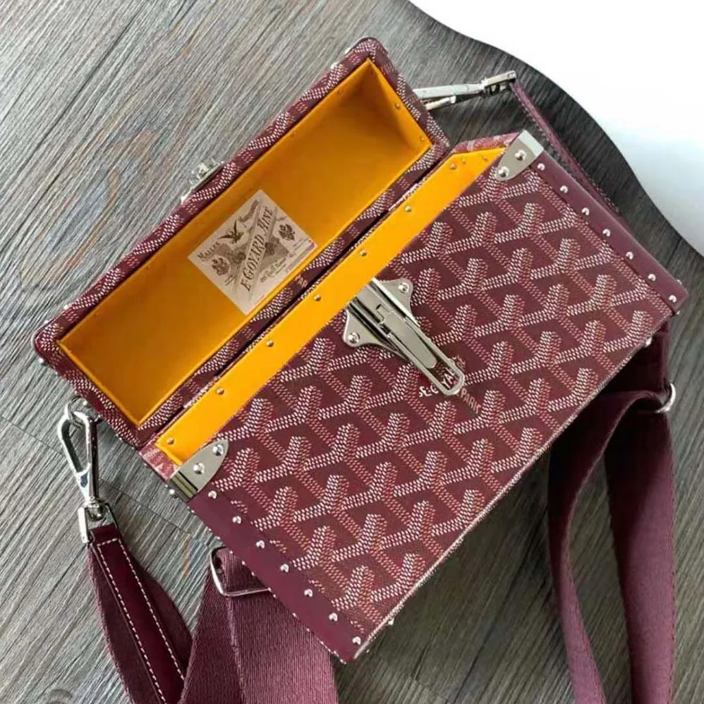 Goyard Cassette Trunk Bag in Goyardine Canvas & Clamecy Cowhide for Women in Maroon