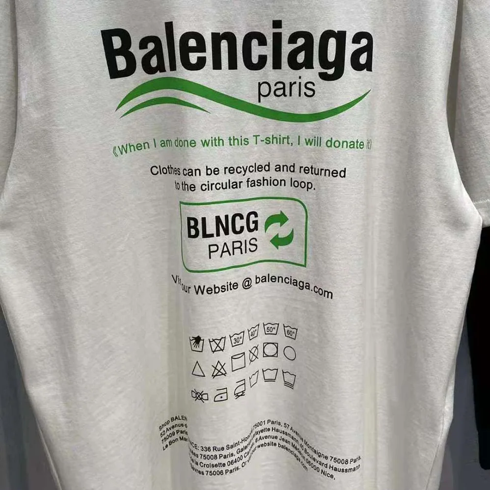 Balenciaga Dry Cleaning Boxy T-Shirt in White and Green Vintage Jersey for Women