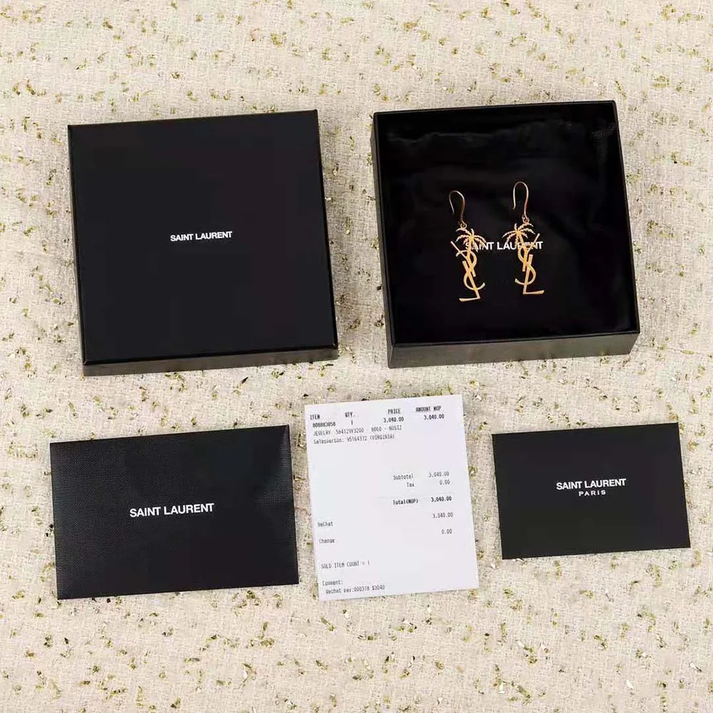 Saint Laurent YSL Monogram Palm Earrings in Metal for Women