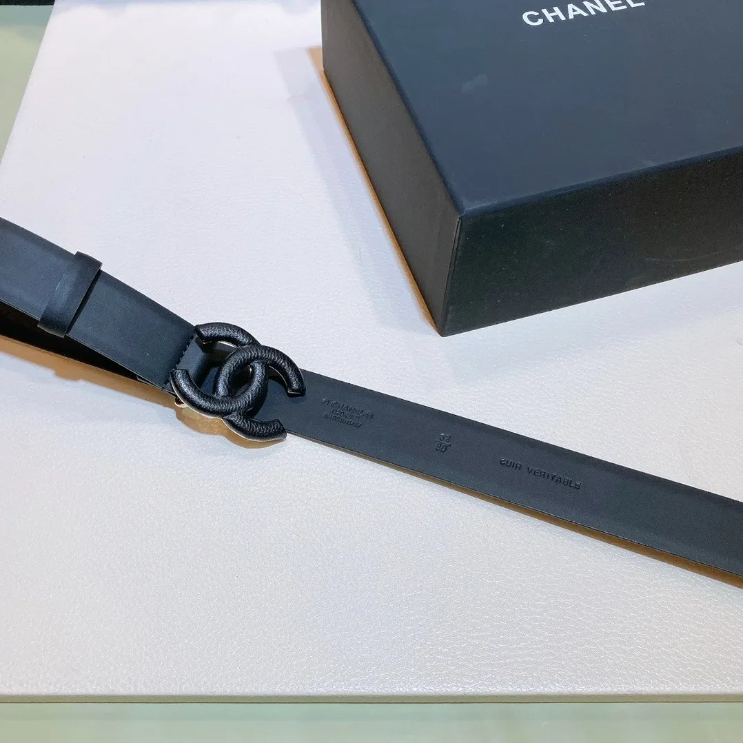 Chanel Belt With Double C Buckle Black Black in Toned Metal Women Chanel Belt With Double C Buckle Black Black in Toned Metal Women