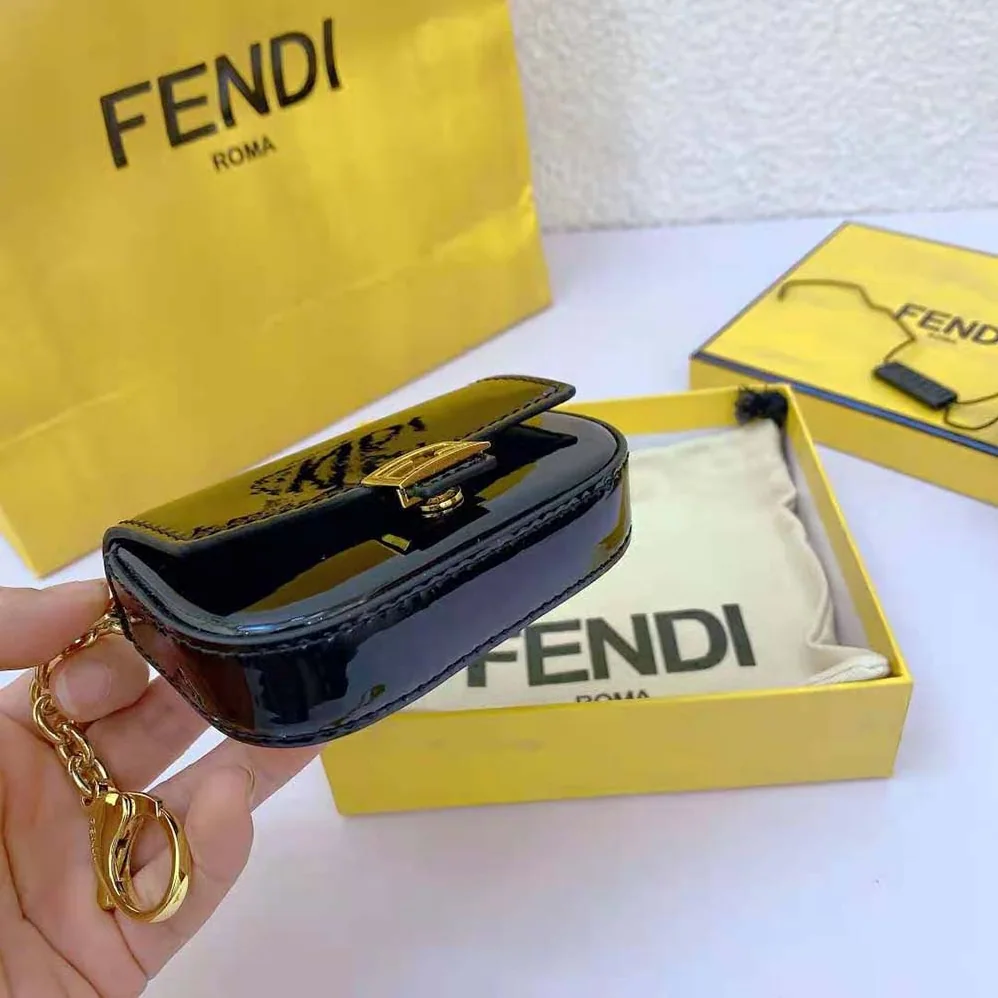 Fendi Nano Baguette Black Patent Leather Charm for Women