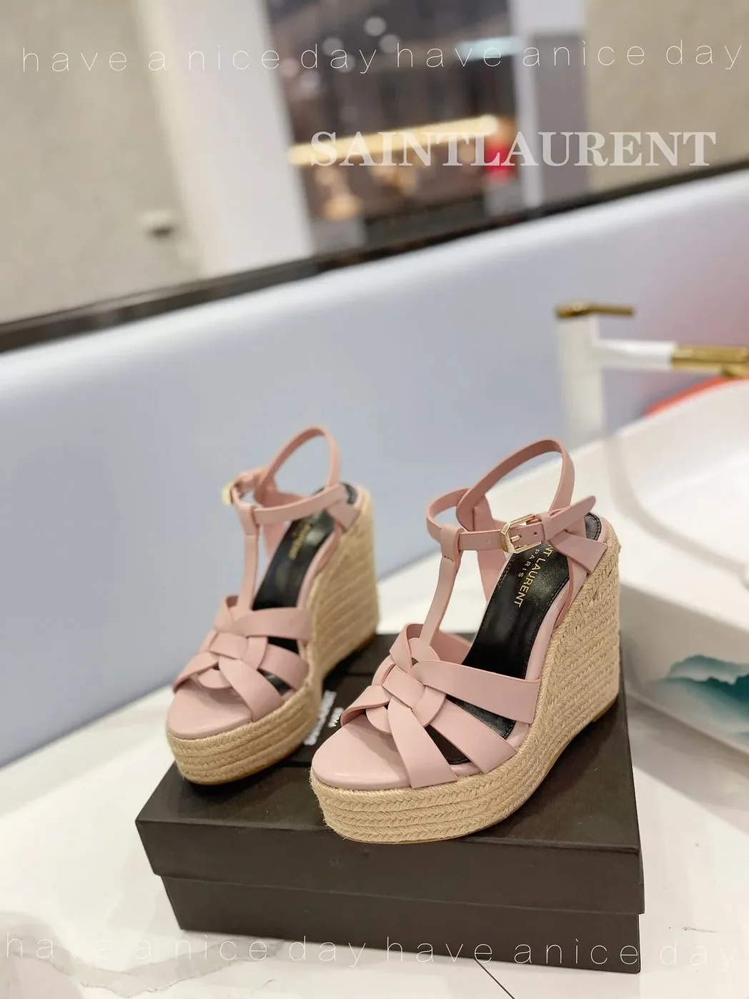 Saint Laurent Tribute Espadrilles In Smooth Light Pink Saint Laurent Tribute Espadrilles In Smooth Light Pink