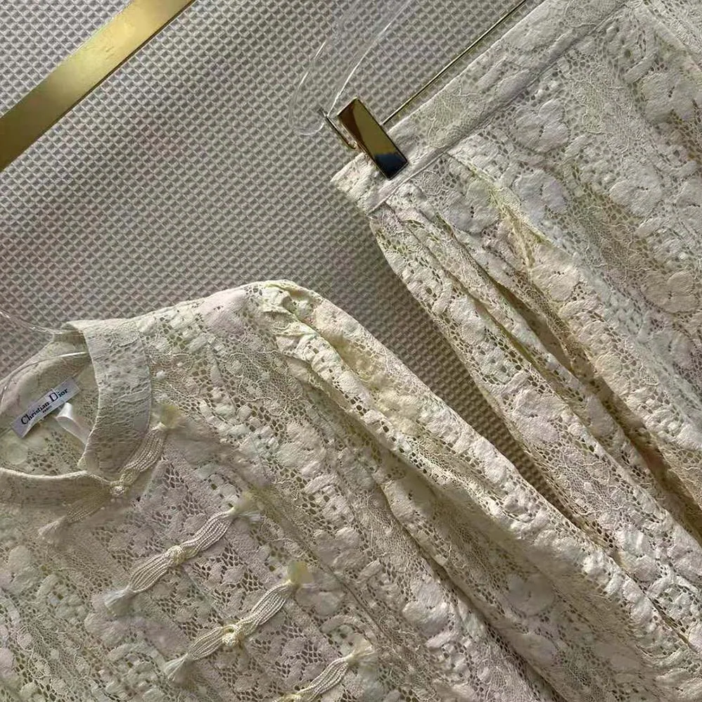 Dior Brandenburg Fitted Jacket Ecru Cotton for Women in Blend Lace
