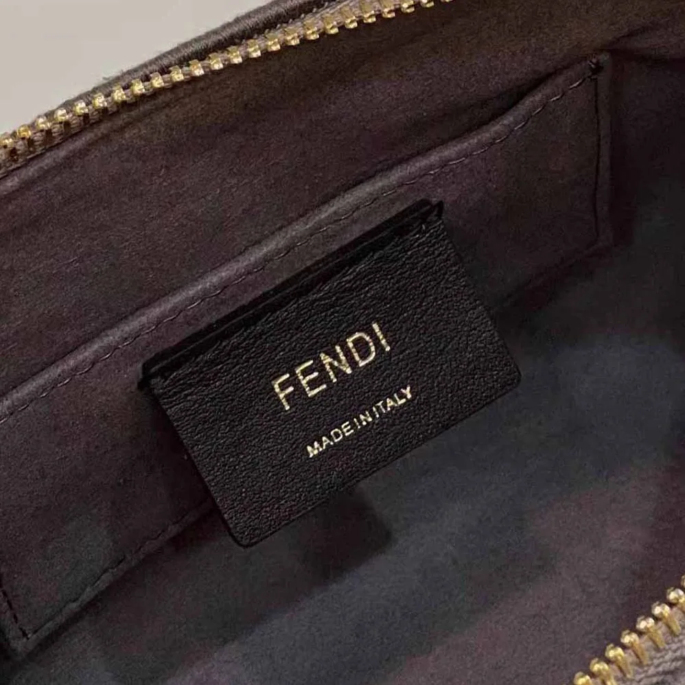Fendi By The Way Mini Small Boston Bag in Dove Gray Tapestry Fabric for Women