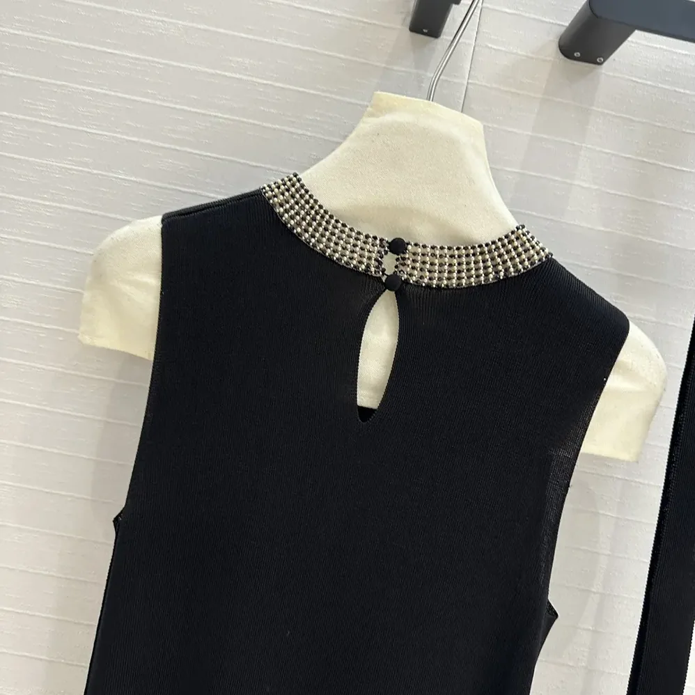 Dior Embroidered Tunic Black Silk Ribbed Knit for Women Dior Embroidered Tunic Black Silk Ribbed Knit for Women