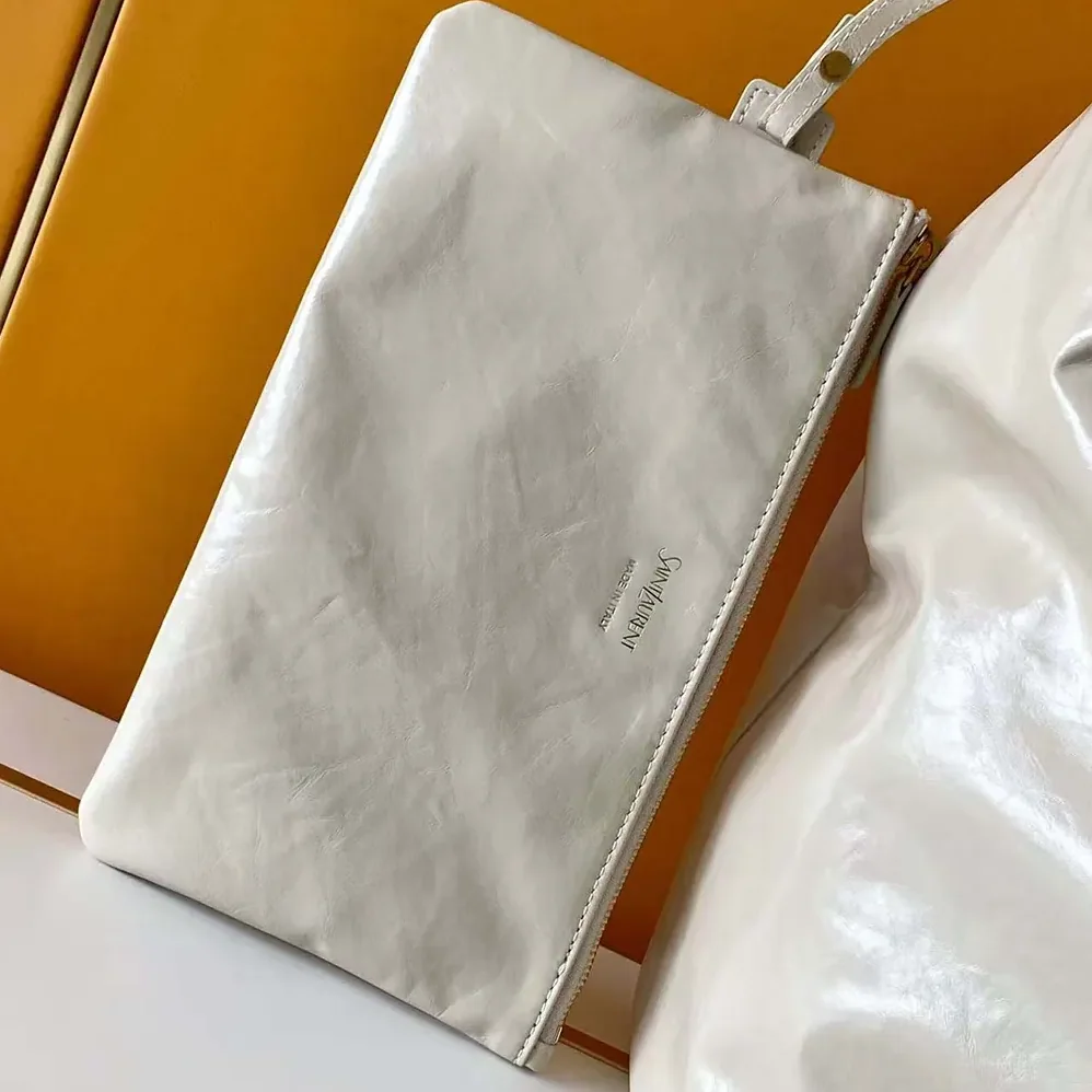Saint Laurent YSL Hortense Hobo In Shiny Leather White for Women Saint Laurent YSL Hortense Hobo In Shiny Leather White for Women