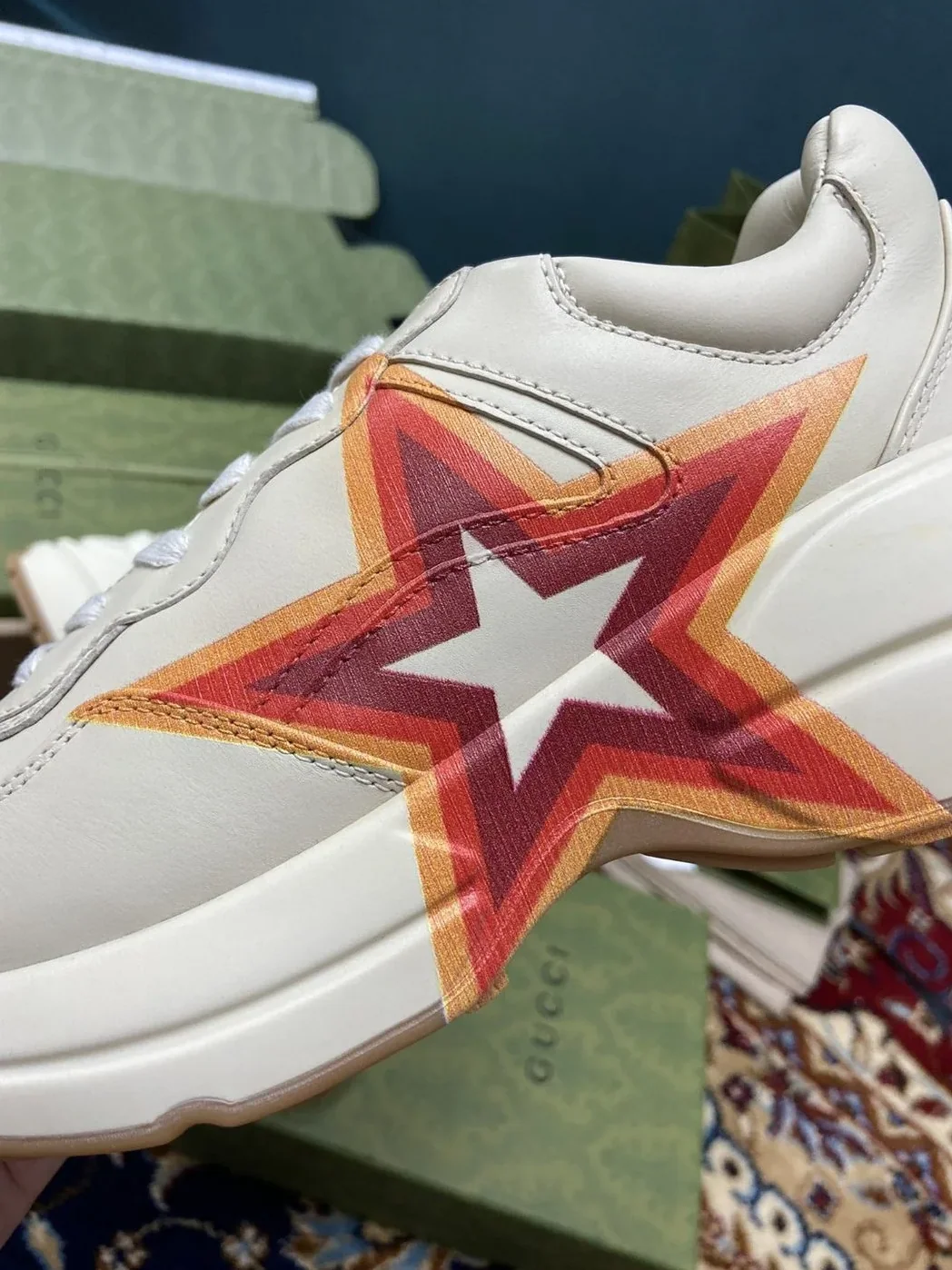 Gucci Rhyton Sneakers With Logo Print White Ivory for Men Gucci Rhyton Sneakers With Logo Print White Ivory for Men