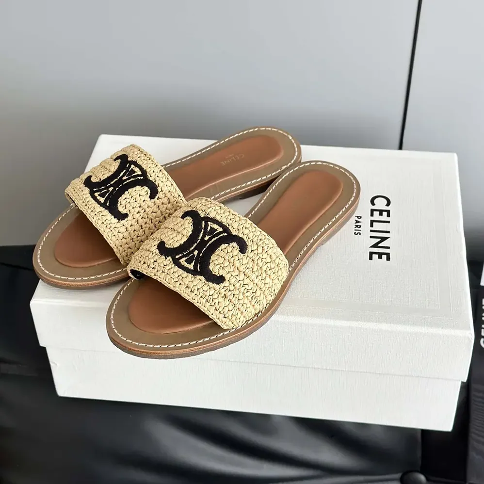 Celine Lympia Mule in Raffia for Women Celine Lympia Mule in Raffia for Women
