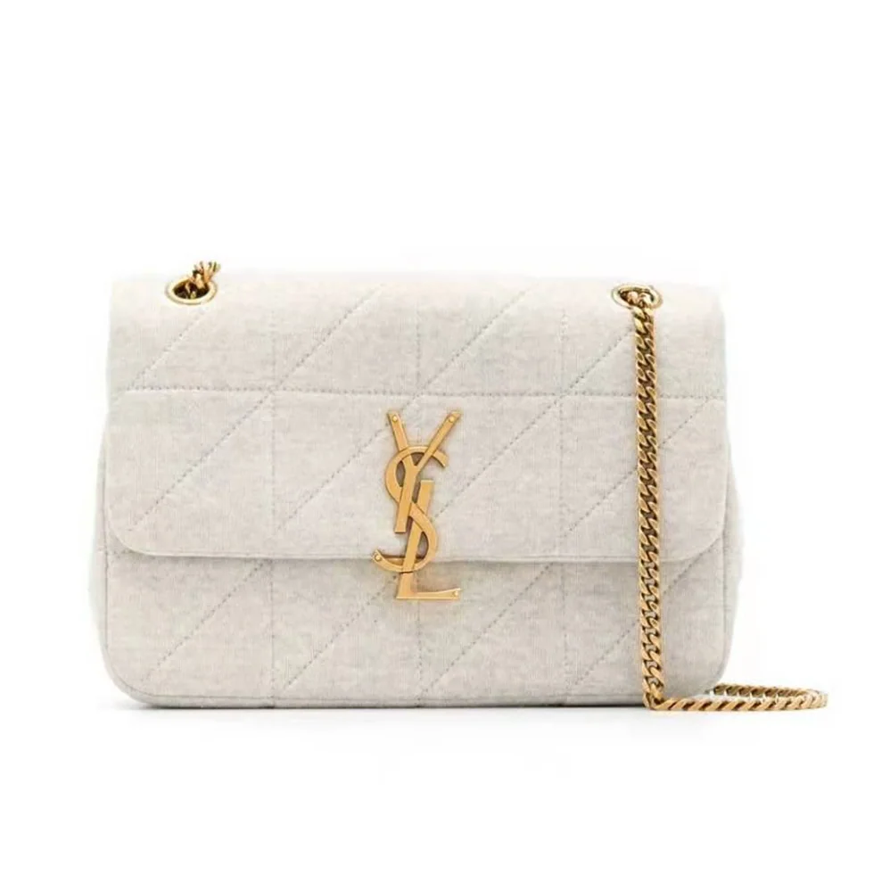 Saint Laurent YSL Jamie Medium Carre Rive Gauche in Jersey for Women in White Saint Laurent YSL Jamie Medium Carre Rive Gauche in Jersey for Women in White