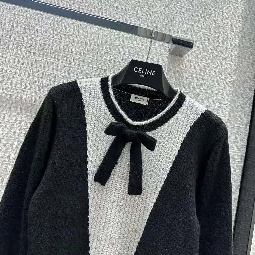 Celine Cardigan with Bow in Alpaca for Men in Black