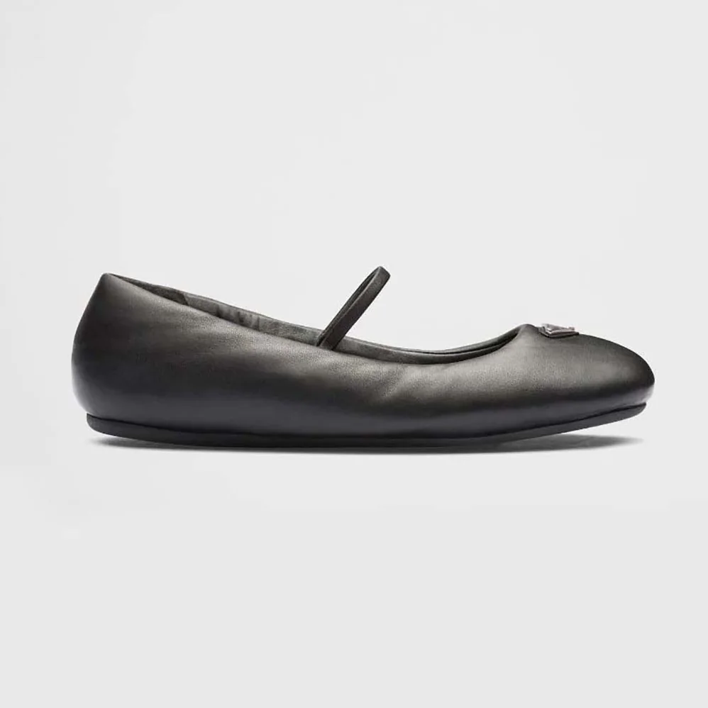 Prada Soft Padded Nappa Leather Ballerinas for Women in Black
