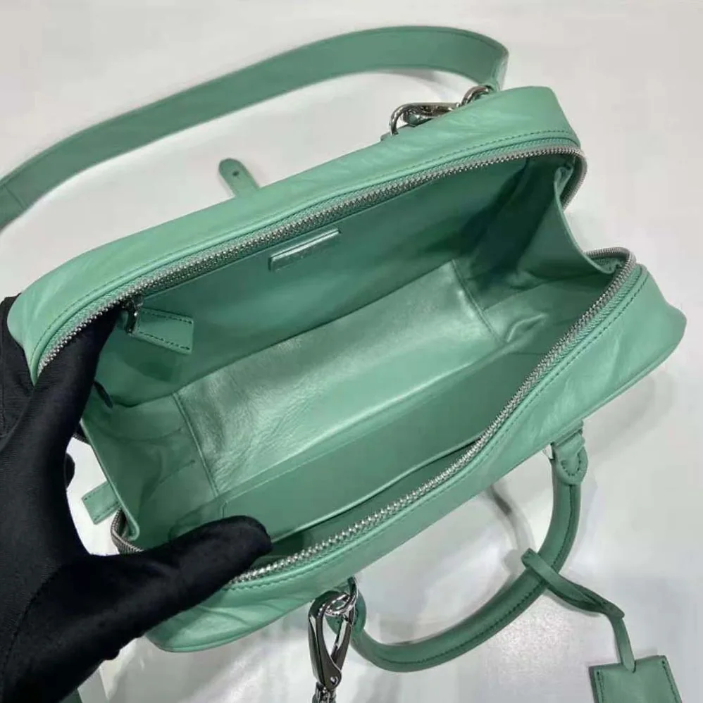 Prada Medium Antique Nappa Leather Top Handle Bag for Women in Green Prada Medium Antique Nappa Leather Top Handle Bag for Women in Green