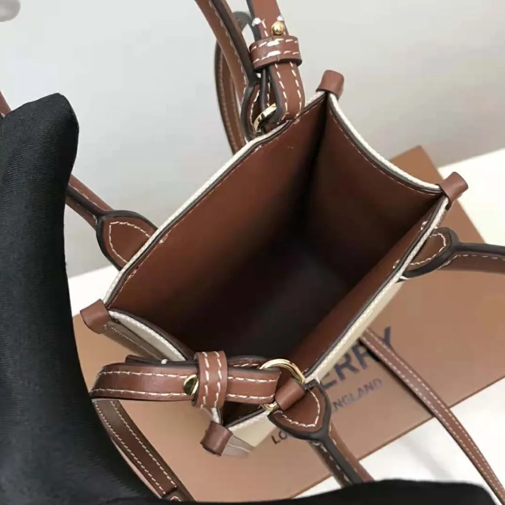 Burberry Micro Monogram Motif Canvas and Leather Tote for Women