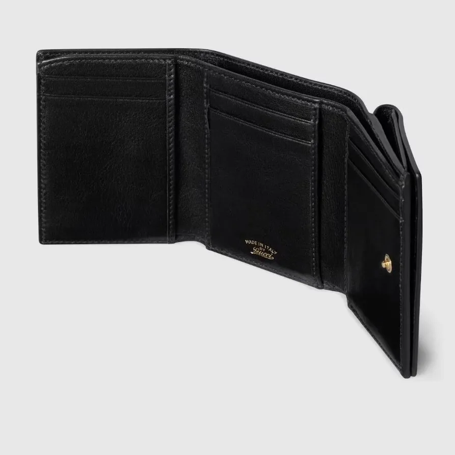 Gucci Horsebit Web Small Tri-fold Wallet / Black Gold Hardware Gucci Horsebit Web Small Tri-fold Wallet / Black Gold Hardware