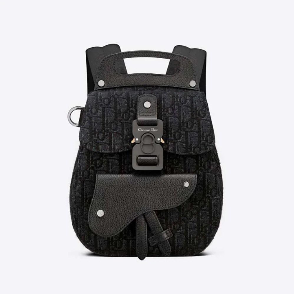 Dior Mini Saddle Backpack Dior Oblique Jacquard for Men in Black Dior Mini Saddle Backpack Dior Oblique Jacquard for Men in Black