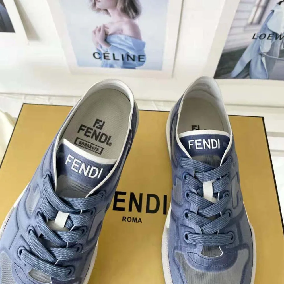 Fendi Match Blue Mesh Low Tops for Unisex