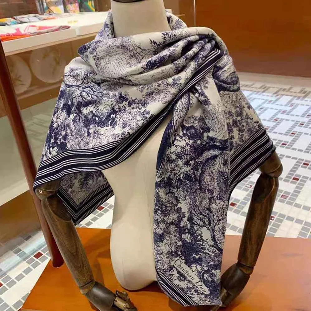 Dior Toile De Jouy Square Scarf Blue Silk Twill for Women Dior Toile De Jouy Square Scarf Blue Silk Twill for Women