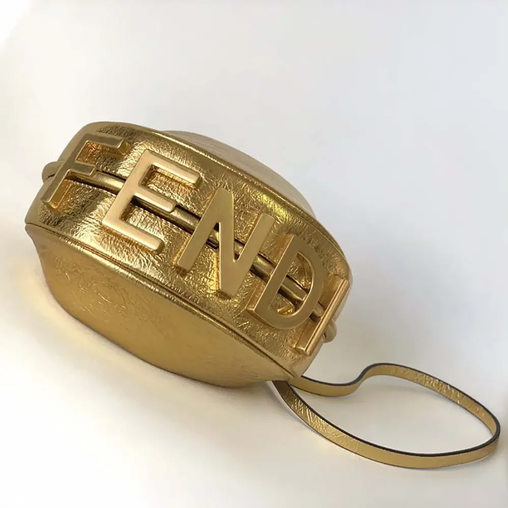 Fendi Fendigraphy Mini Gold Leather Mini for Women in bag