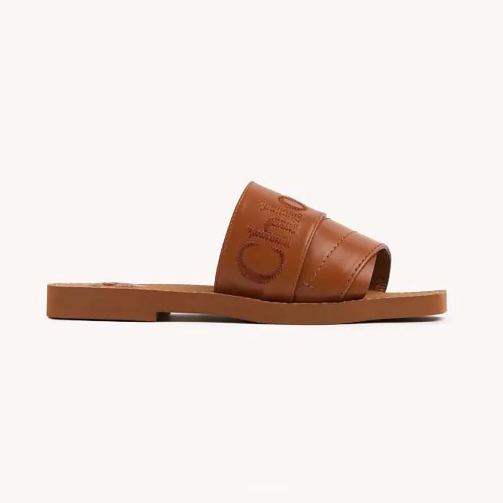 Chloe Woody Flat Mule for Women in Brown