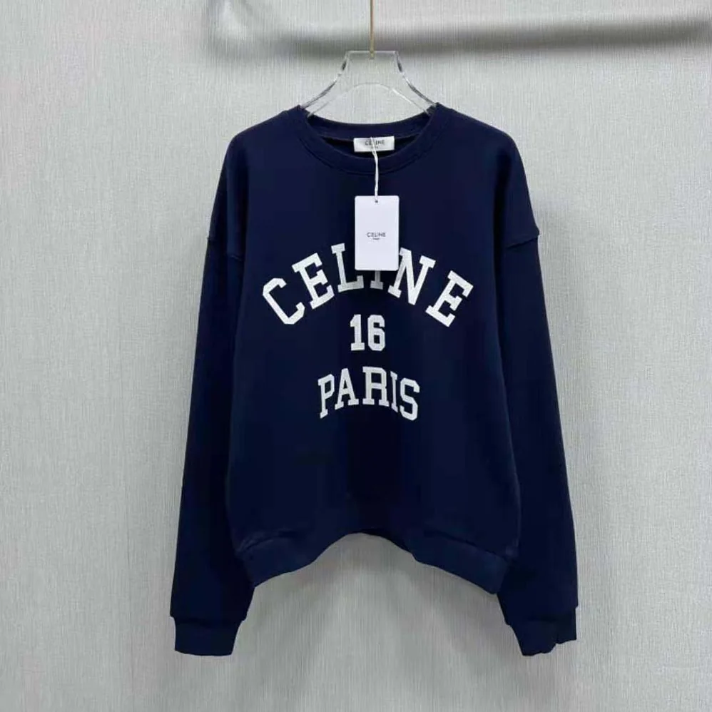 Celine Celine Paris 16 Sweatshirt in Cotton Fleece for Men in Navy