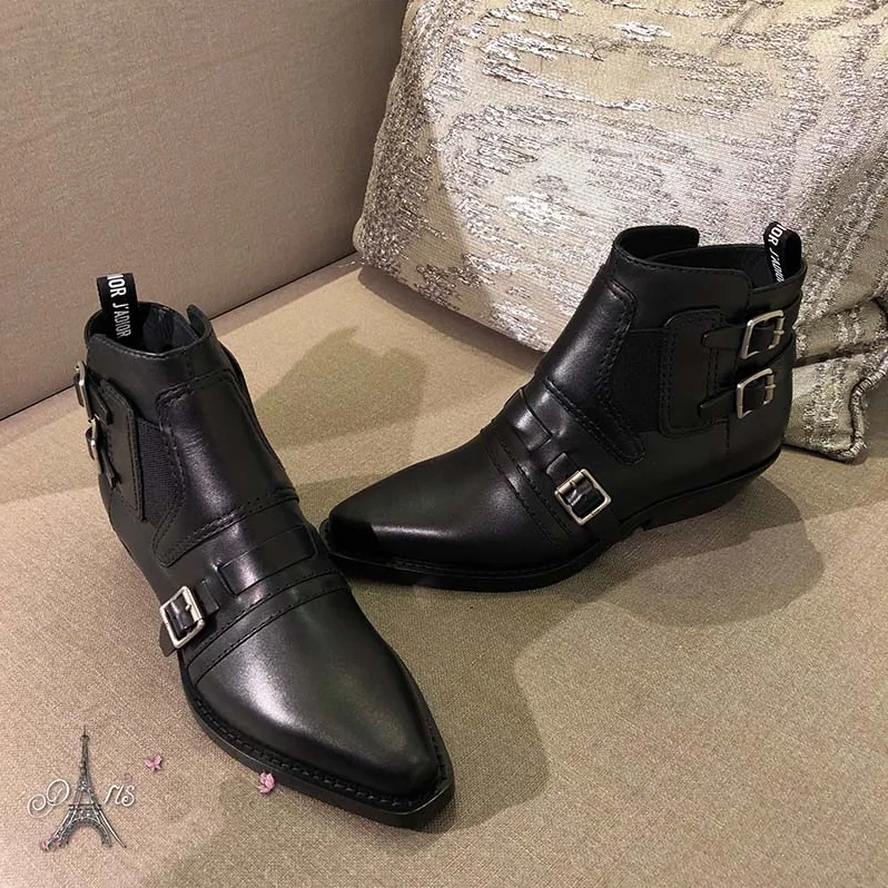 Dior Shoes Diorsaddle Calfskin Leather Ankle Boot 35mm Heel Hight for Women in Black