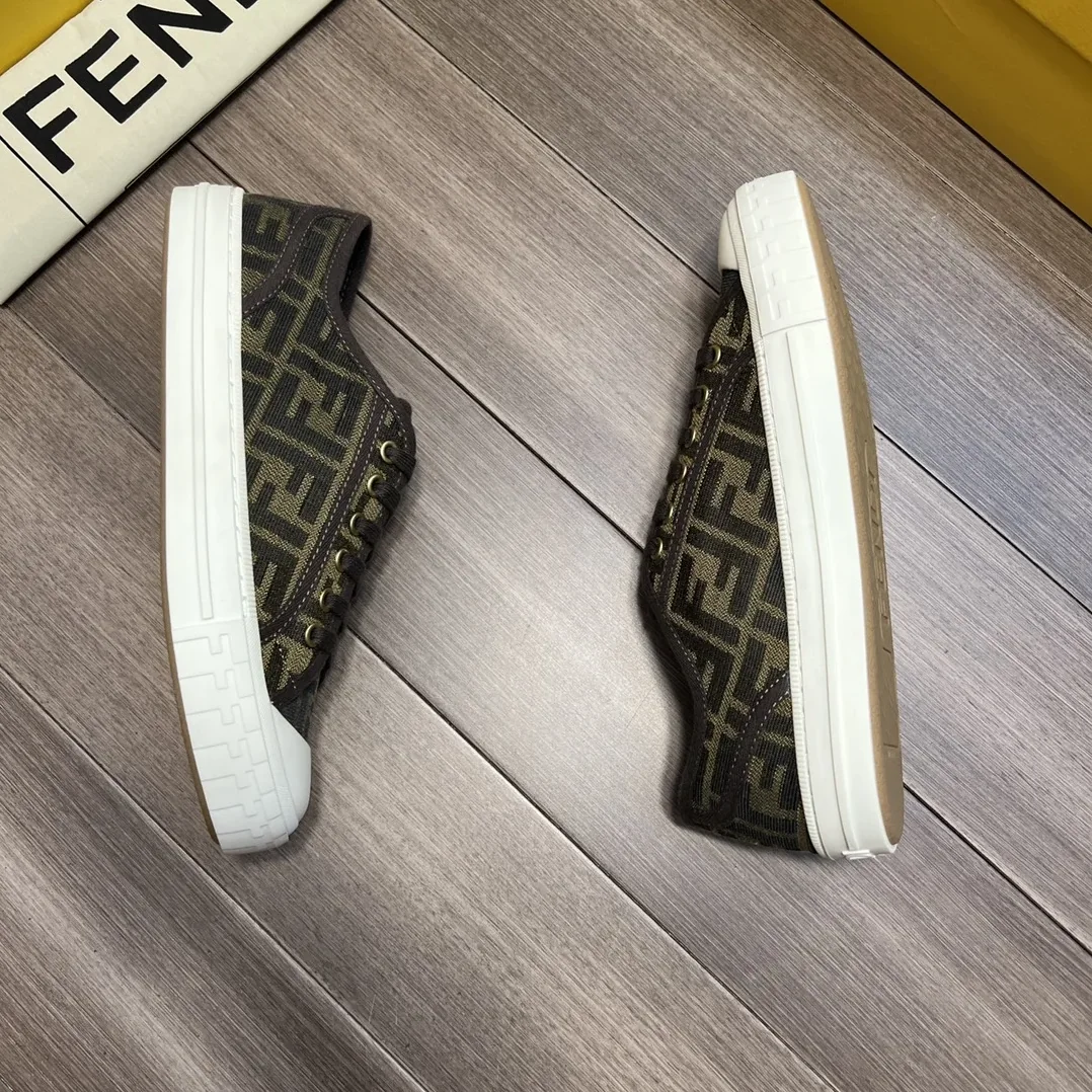 Fendi FD Domino Fabric Low-Tops Sneakers Brown 7E1553AJZXF0R7V Fendi FD Domino Fabric Low-Tops Sneakers Brown 7E1553AJZXF0R7V