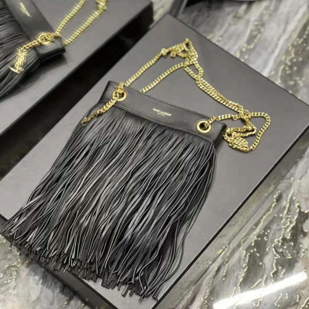 Saint Laurent YSL Grace Small Chain Bag in Suede for Women in Black Saint Laurent YSL Grace Small Chain Bag in Suede for Women in Black