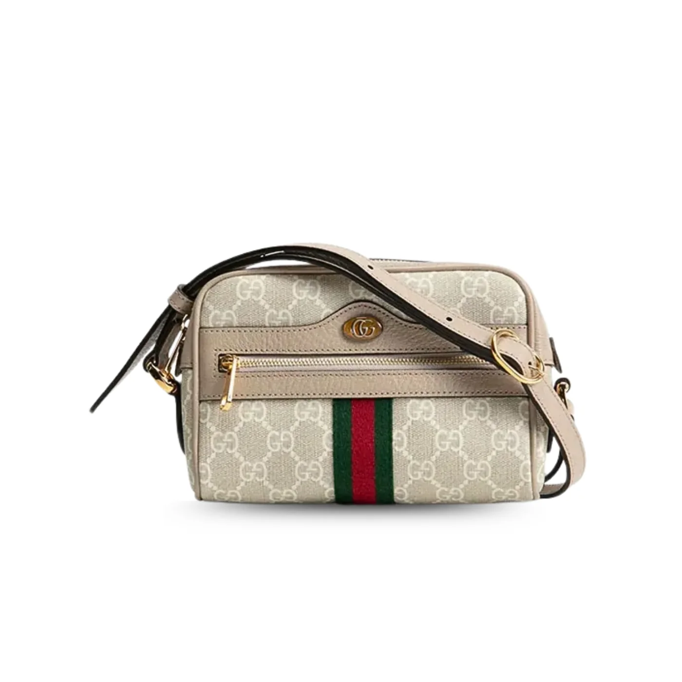 Gucci Ophidia Mini GG Bag / Beige And Ebony GG Supreme Canvas, With White Gucci Ophidia Mini GG Bag / Beige And Ebony GG Supreme Canvas, With White