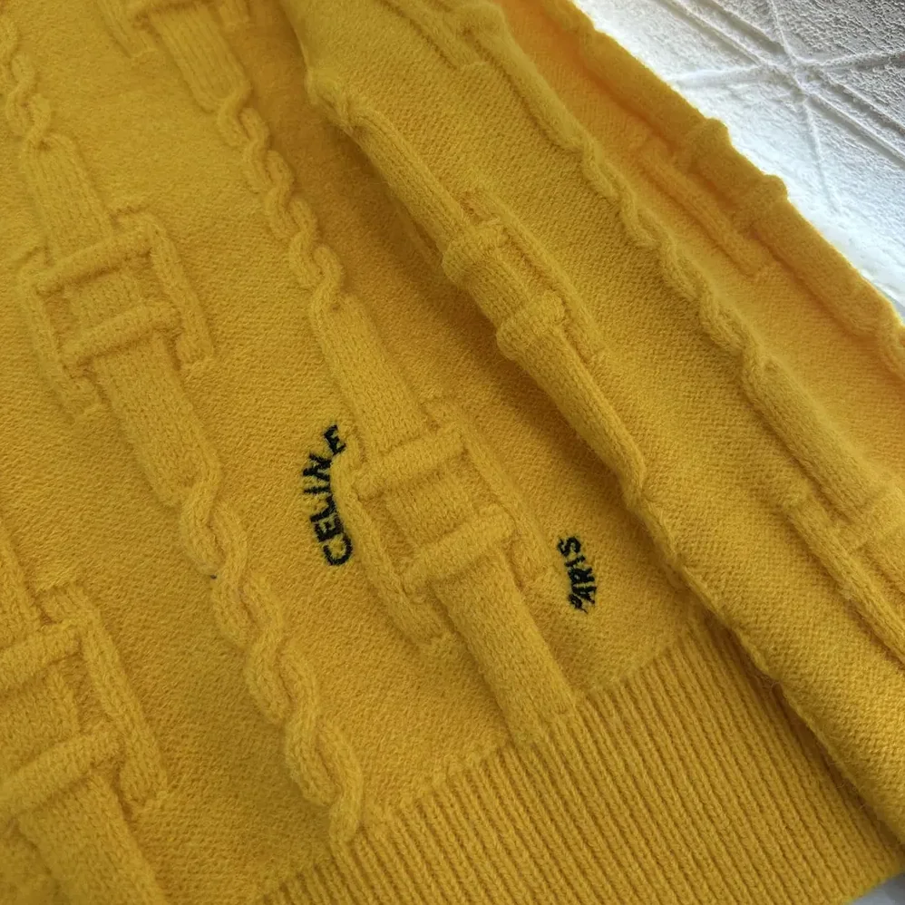 Celine Crewneck Sweater in Chains Cashmere for Women in Yellow