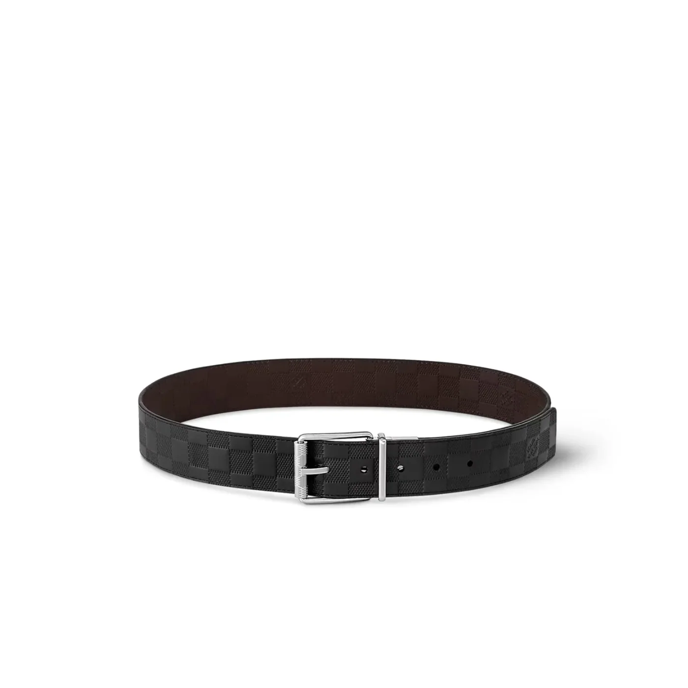 Louis Vuitton Damier Print Reversible Belt Black in Dark Brown