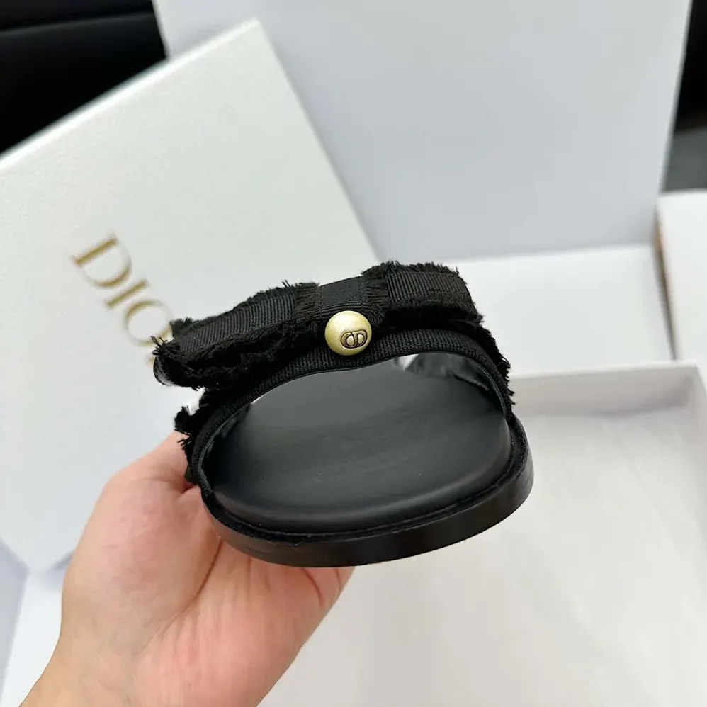 Dior Adiorable Slide Black Fringed Grosgrain for Women Dior Adiorable Slide Black Fringed Grosgrain for Women