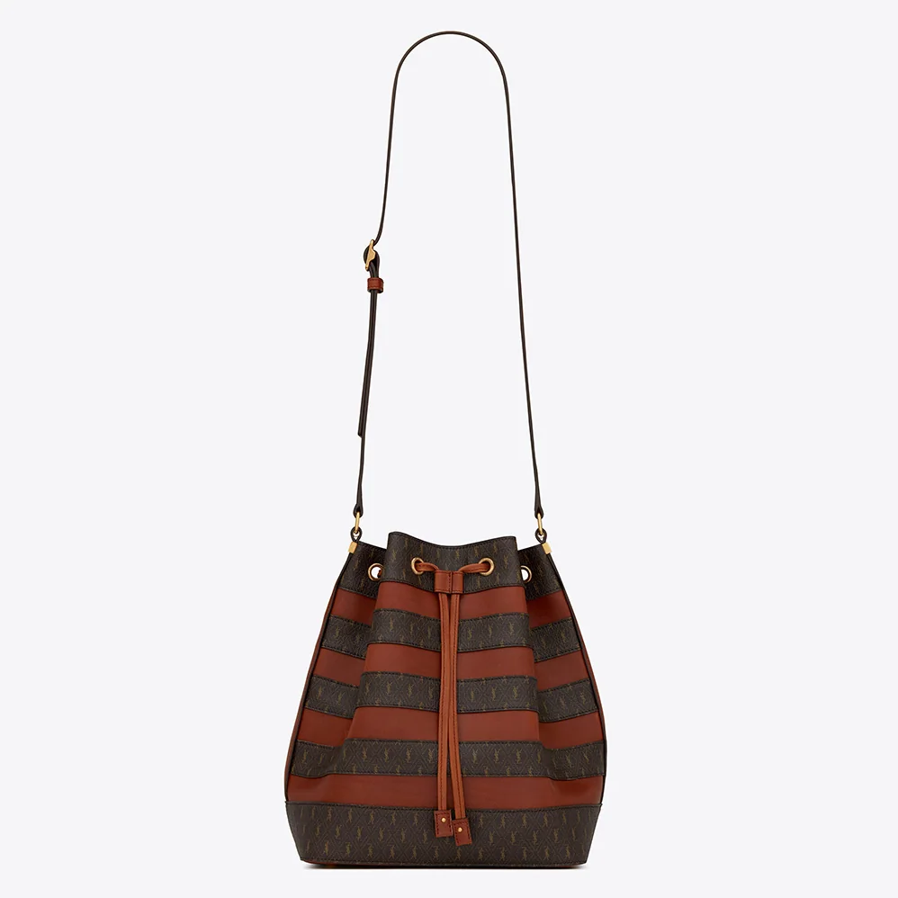 Saint Laurent YSL LE Monogramme Bucket Bag in Canvas and Smooth Leather for Women