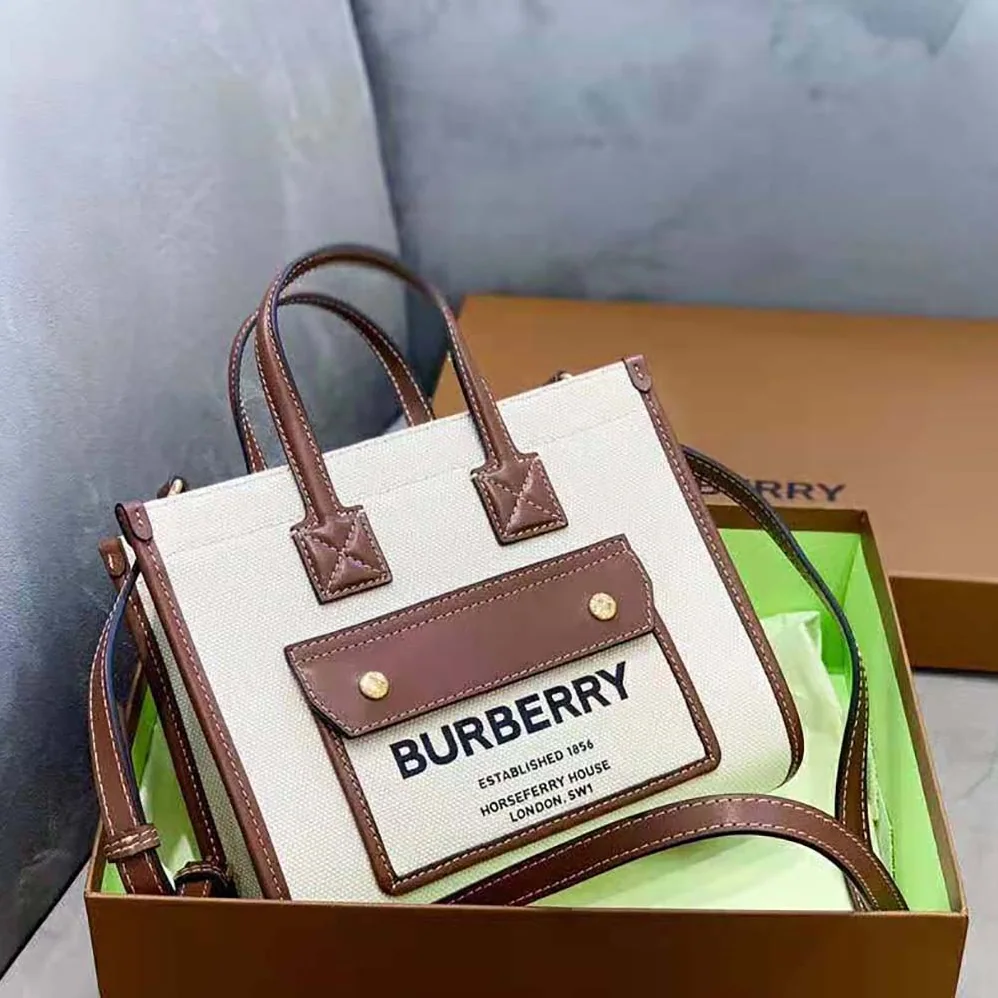 Burberry Mini Freya Tote for Women in Beige Burberry Mini Freya Tote for Women in Beige