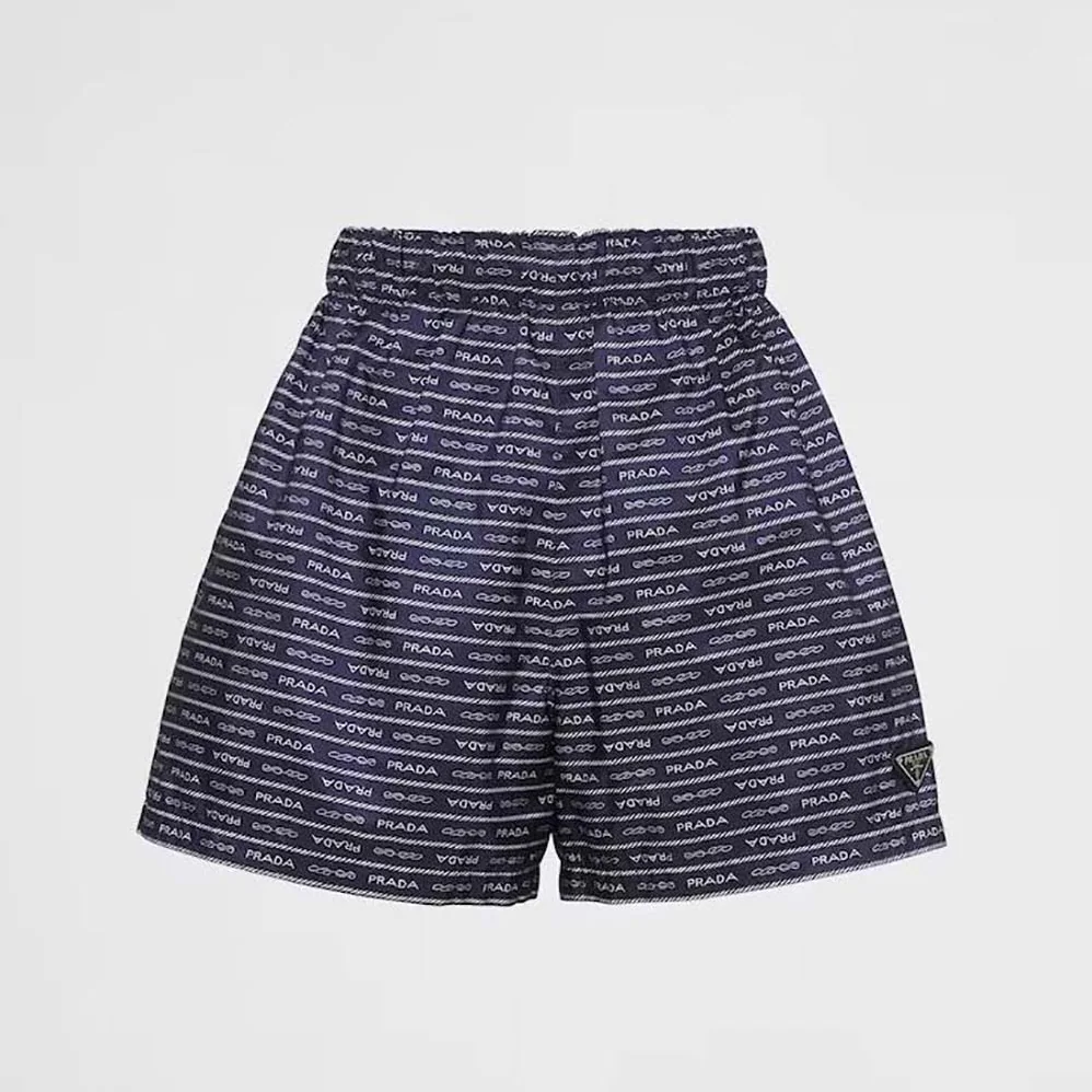 Prada Nylon Shorts for Women in Blue/White