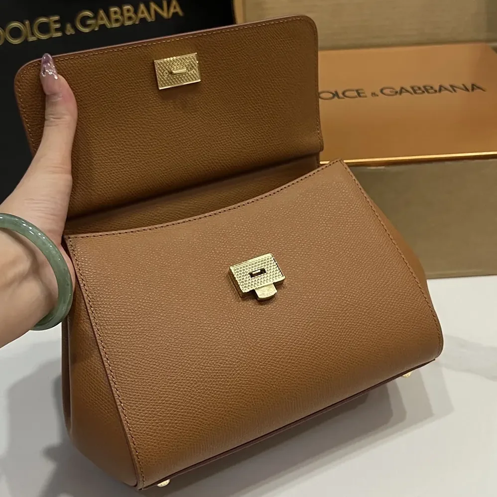 Dolce Gabbana D&G Small Sicily Handbag in Dauphine Calfskin for Women in Brown Dolce Gabbana D&G Small Sicily Handbag in Dauphine Calfskin for Women in Brown