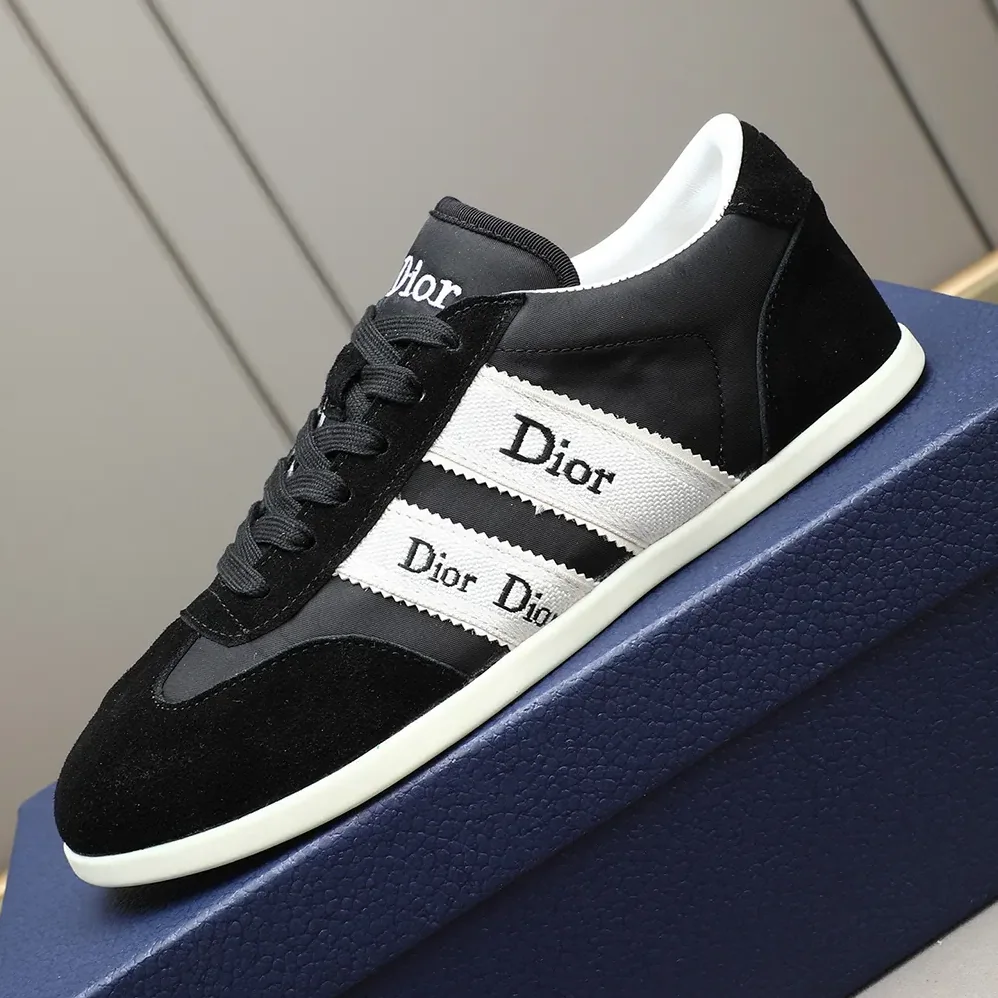 Dior Ribbon Sneaker Black Suede Calfskin and Technical Fabric for Unisex