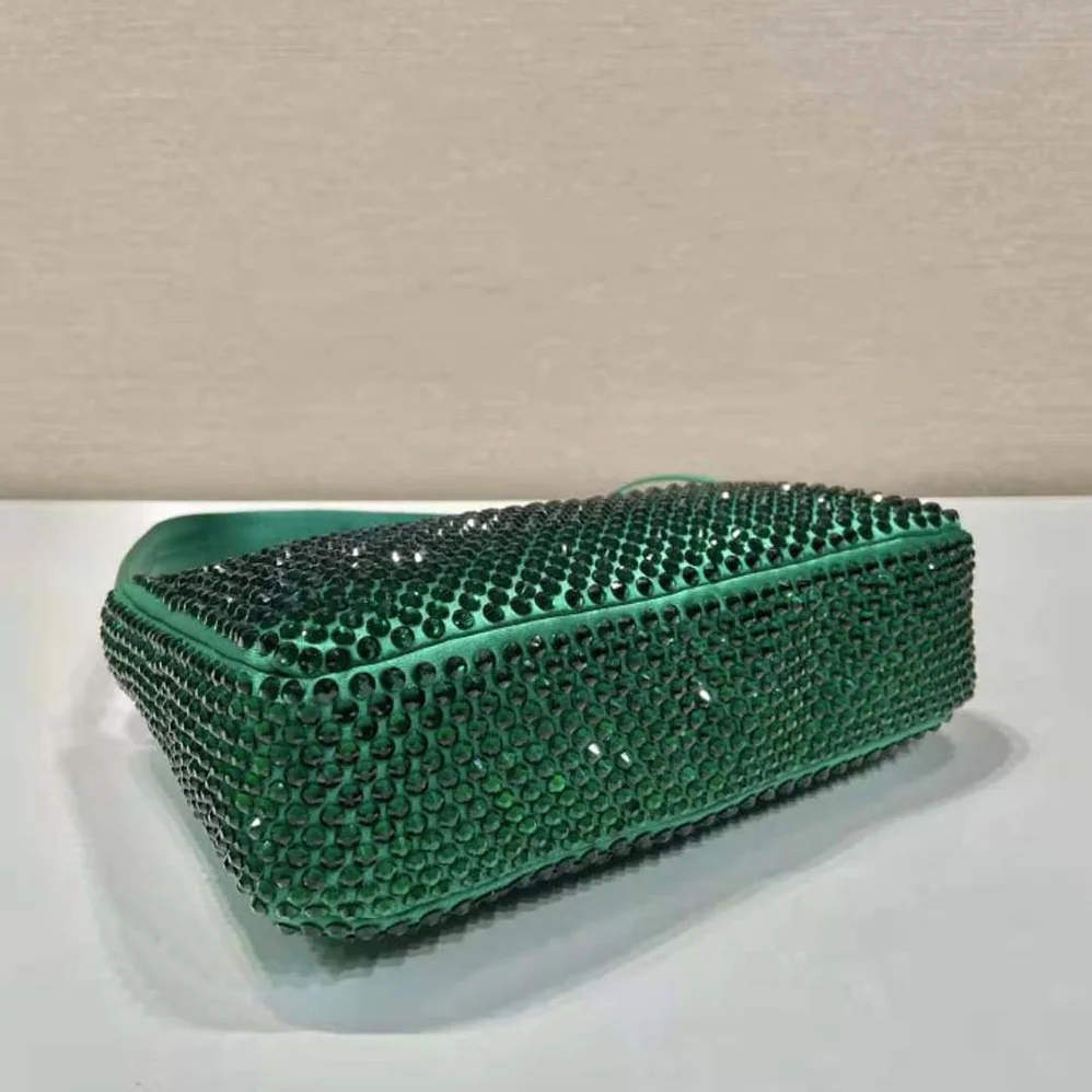 Prada Satin Mini-Bag with Crystals for Women in Green
