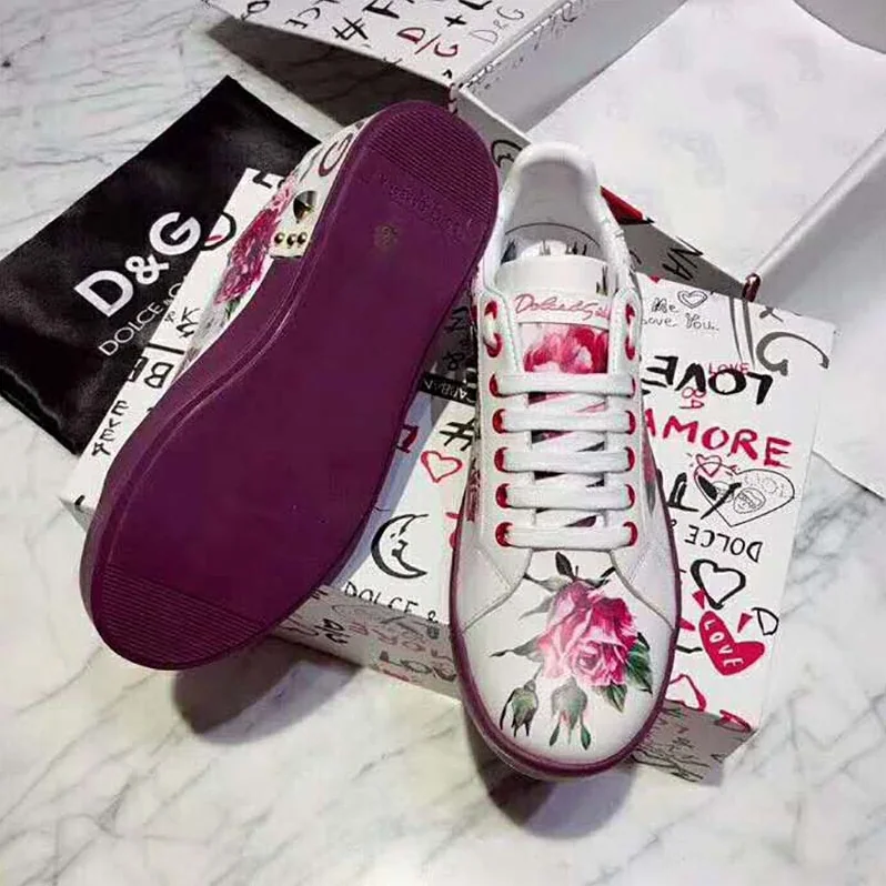 Dolce Gabbana D&G Shoes Zapatillas Pportofino De Becerro Estampado Con Aplicaciones for Women