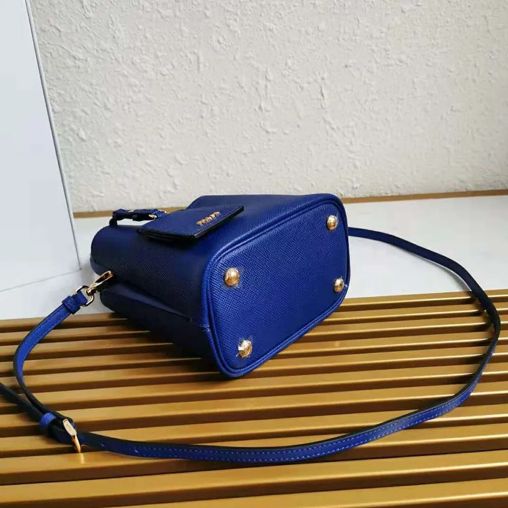 Prada Small Saffiano Leather Prada Panier Bag for Women in Navy Prada Small Saffiano Leather Prada Panier Bag for Women in Navy