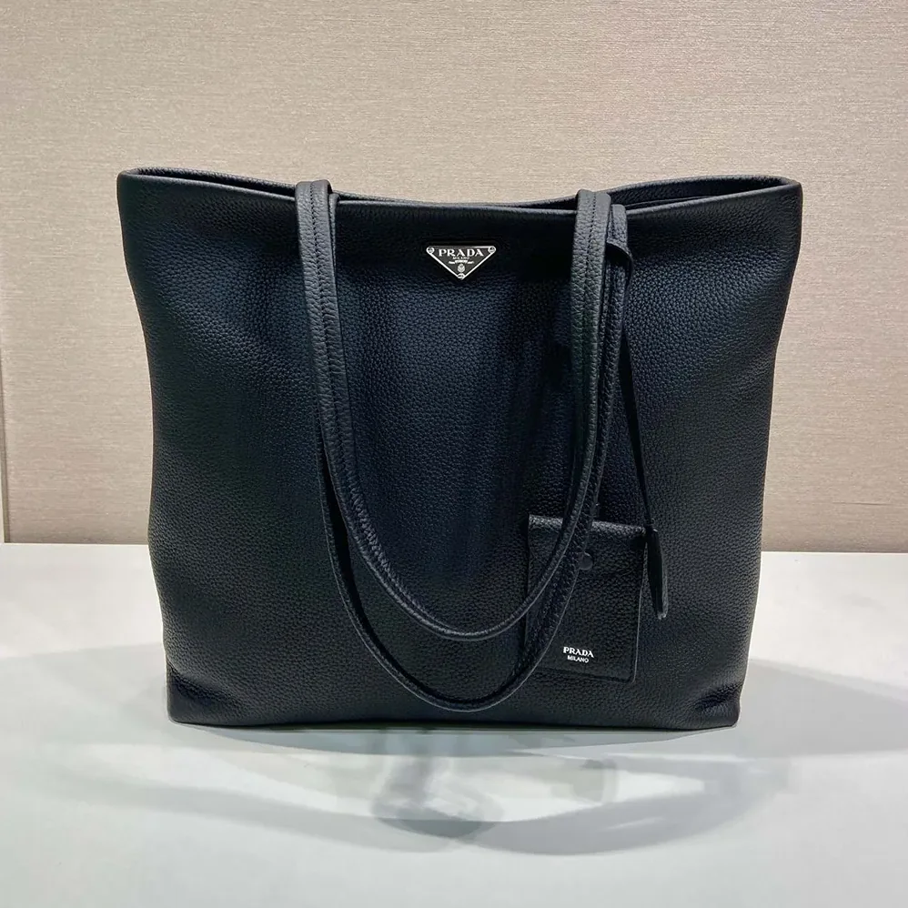 Prada Leather Tote for Unisex in Black Prada Leather Tote for Unisex in Black