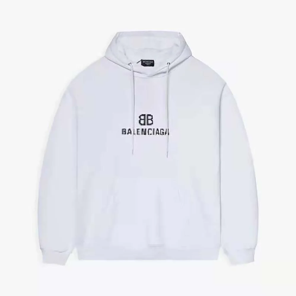 Balenciaga BB Pixel Medium Fit Hoodie in White for Men