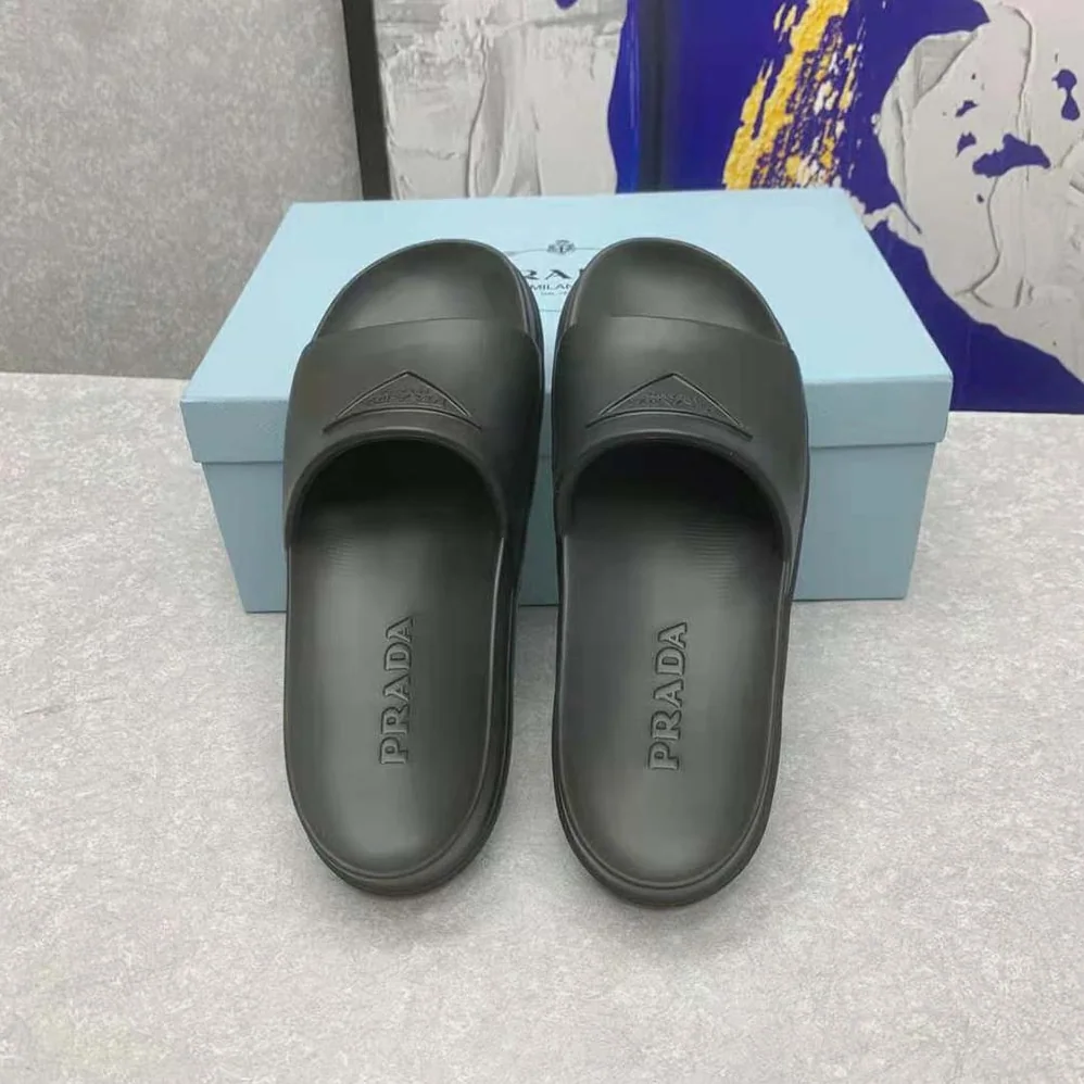 Prada Rubber Slides In 20 mm Heel Height for Women in Black