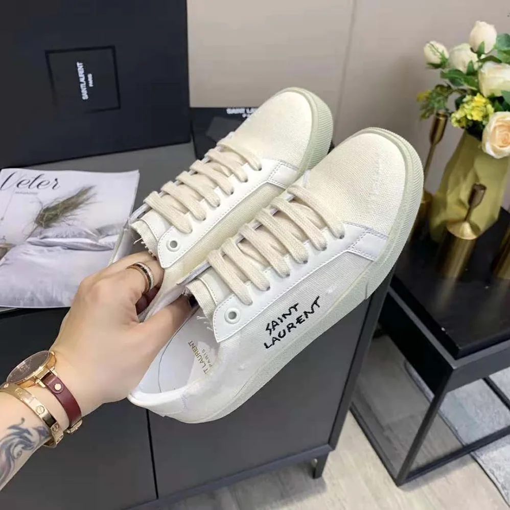 Saint Laurent YSL Court Classic SL/06 Sneakers Embroidered with Saint Laurent for Women Saint Laurent YSL Court Classic SL/06 Sneakers Embroidered with Saint Laurent for Women