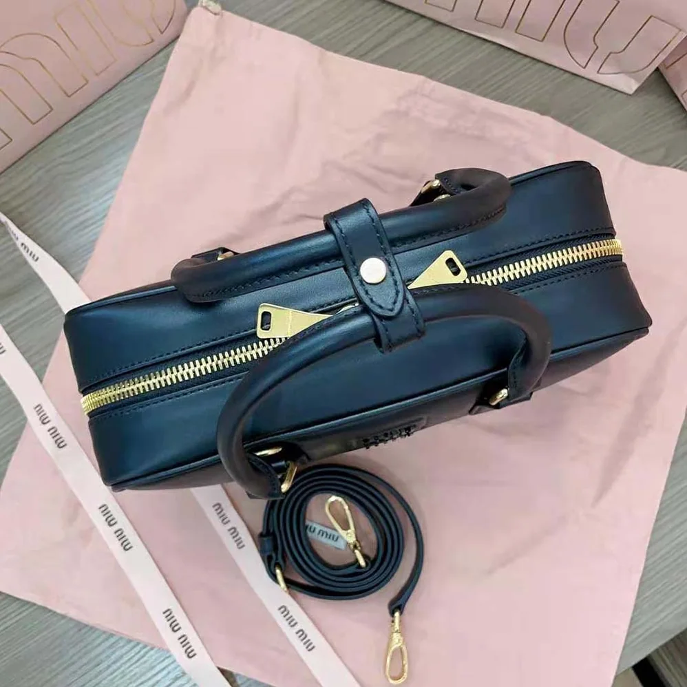 Miu Miu Arcadie Leather Bag for Women in Black Miu Miu Arcadie Leather Bag for Women in Black