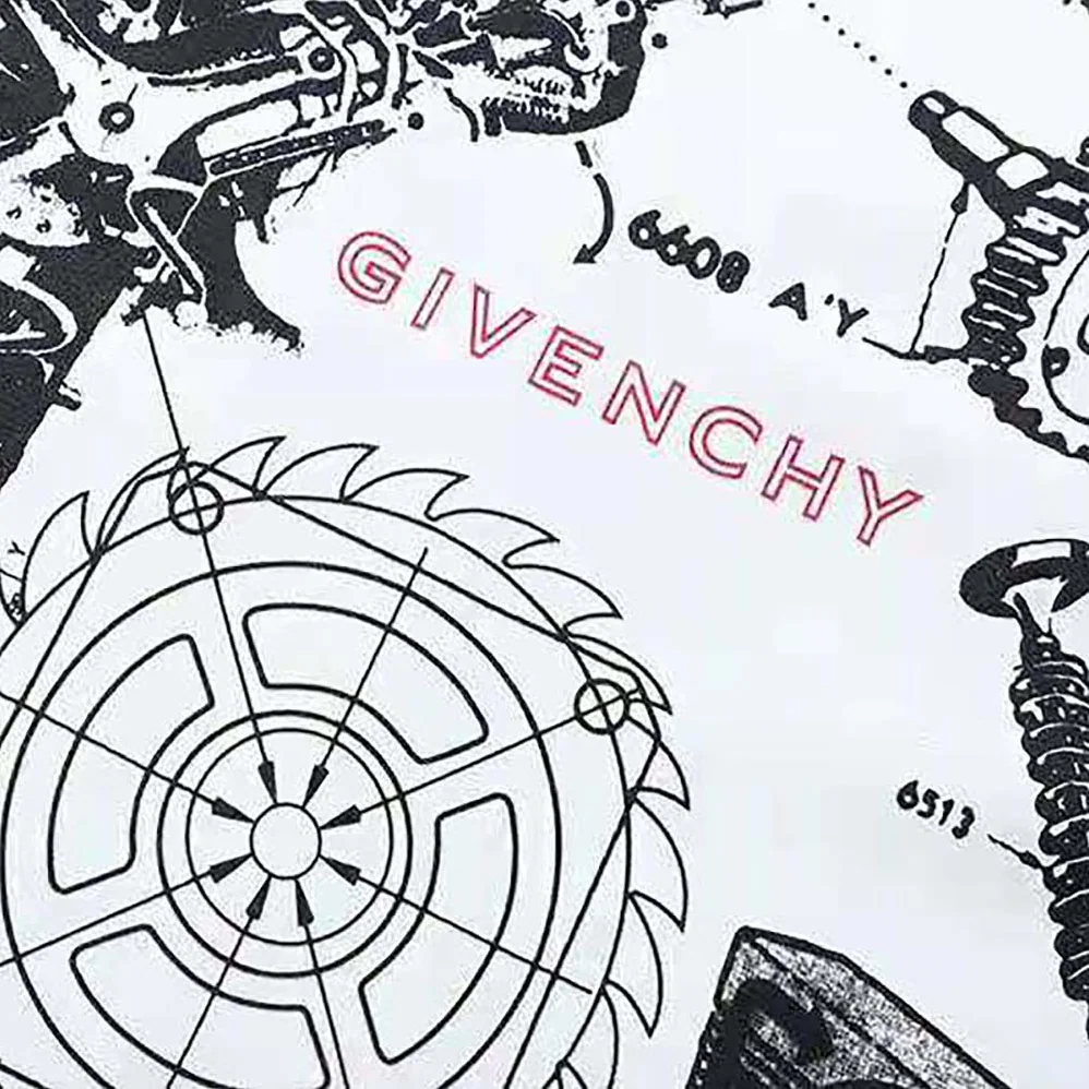 Givenchy Schematics T-shirt with Red GIVENCHY Signature on the Chest for Women in White Givenchy Schematics T-shirt with Red GIVENCHY Signature on the Chest for Women in White