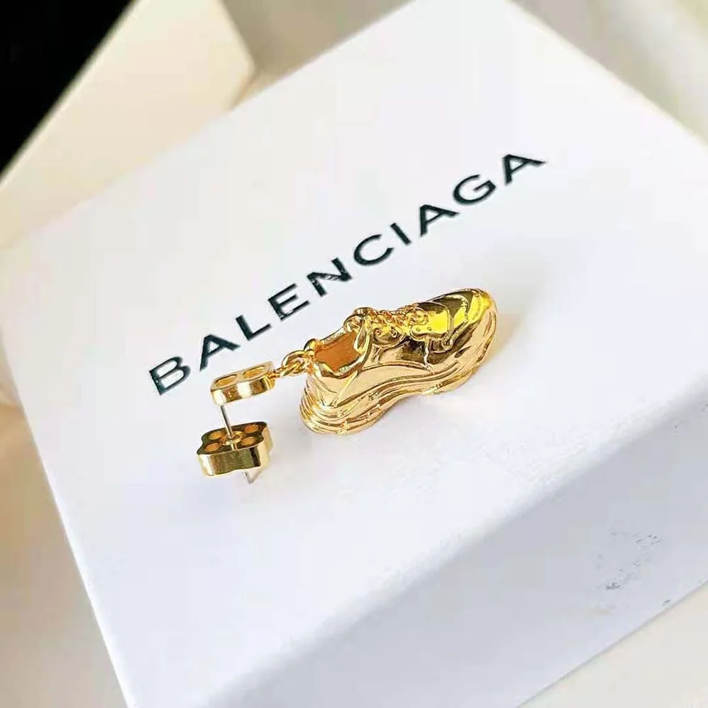 Balenciaga Mini Triple S Earring in Gold Bronze and Brass for Women Balenciaga Mini Triple S Earring in Gold Bronze and Brass for Women