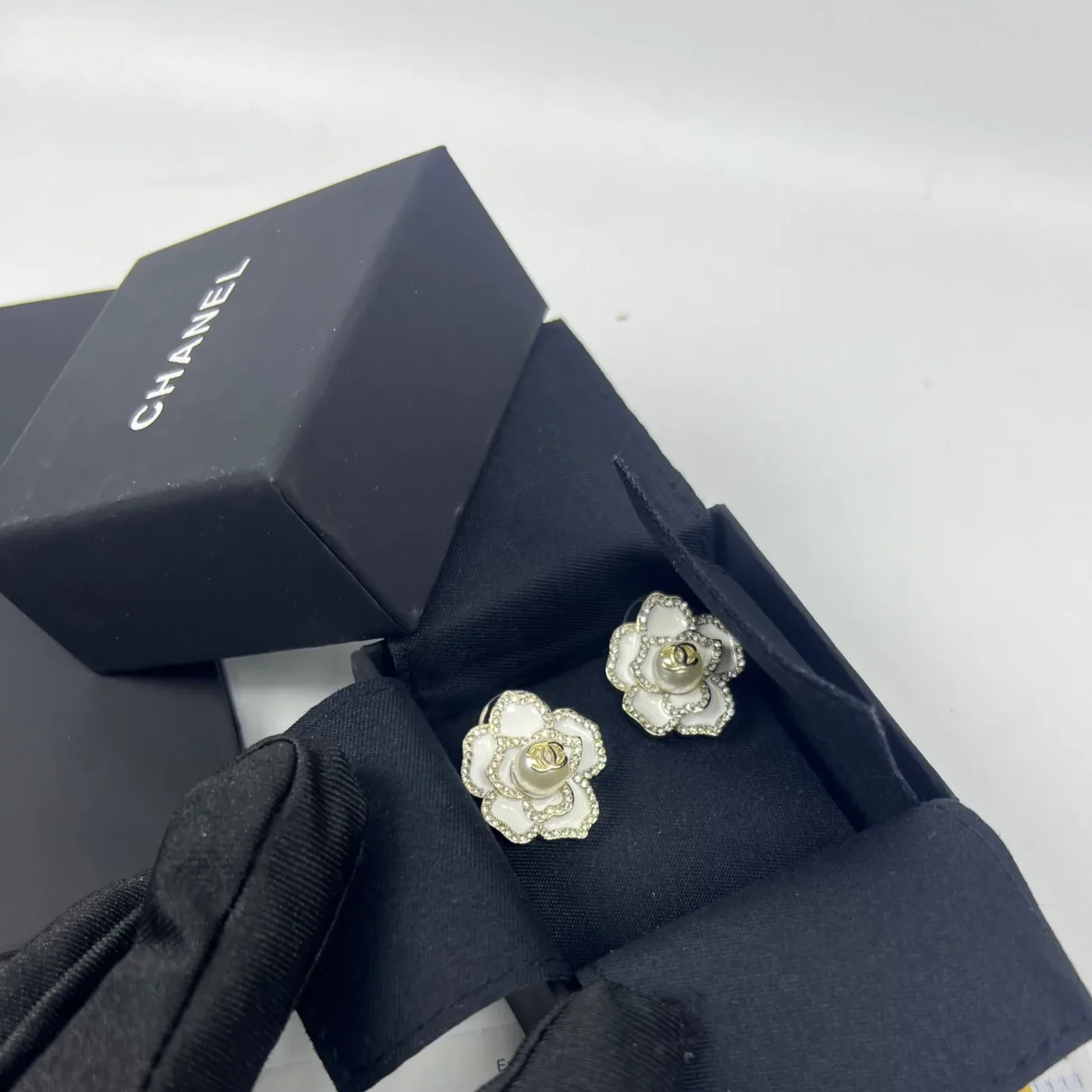 Chanel Sweet Lady Camellia Earrings White Chanel Sweet Lady Camellia Earrings White