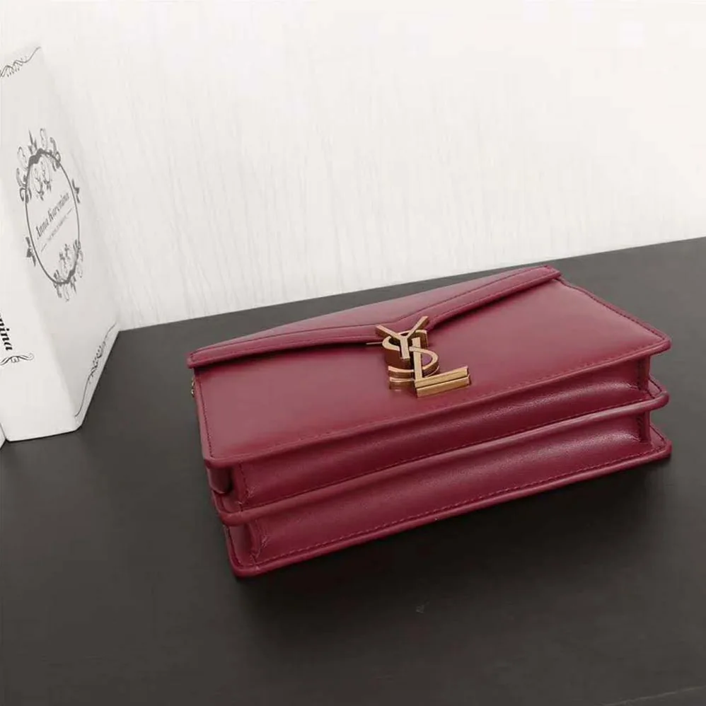 Saint Laurent YSL Cassandra Monogram Clasp Bag Smooth for Women in Maroon Saint Laurent YSL Cassandra Monogram Clasp Bag Smooth for Women in Maroon